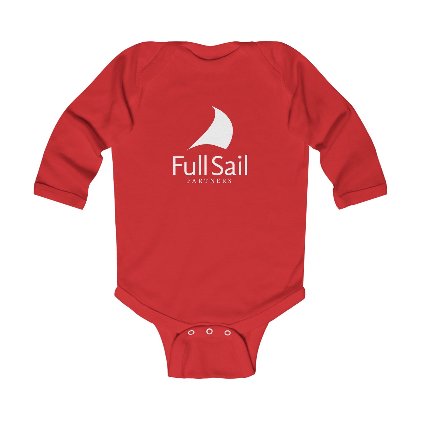 Infant Long Sleeve Bodysuit with Full Sail Partners White Logo (red, black)