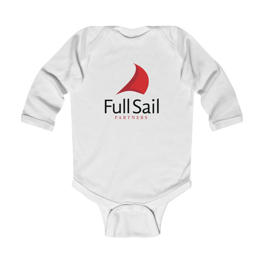 Infant Long Sleeve Bodysuit with Full Sail Partners Logo (white, grey)