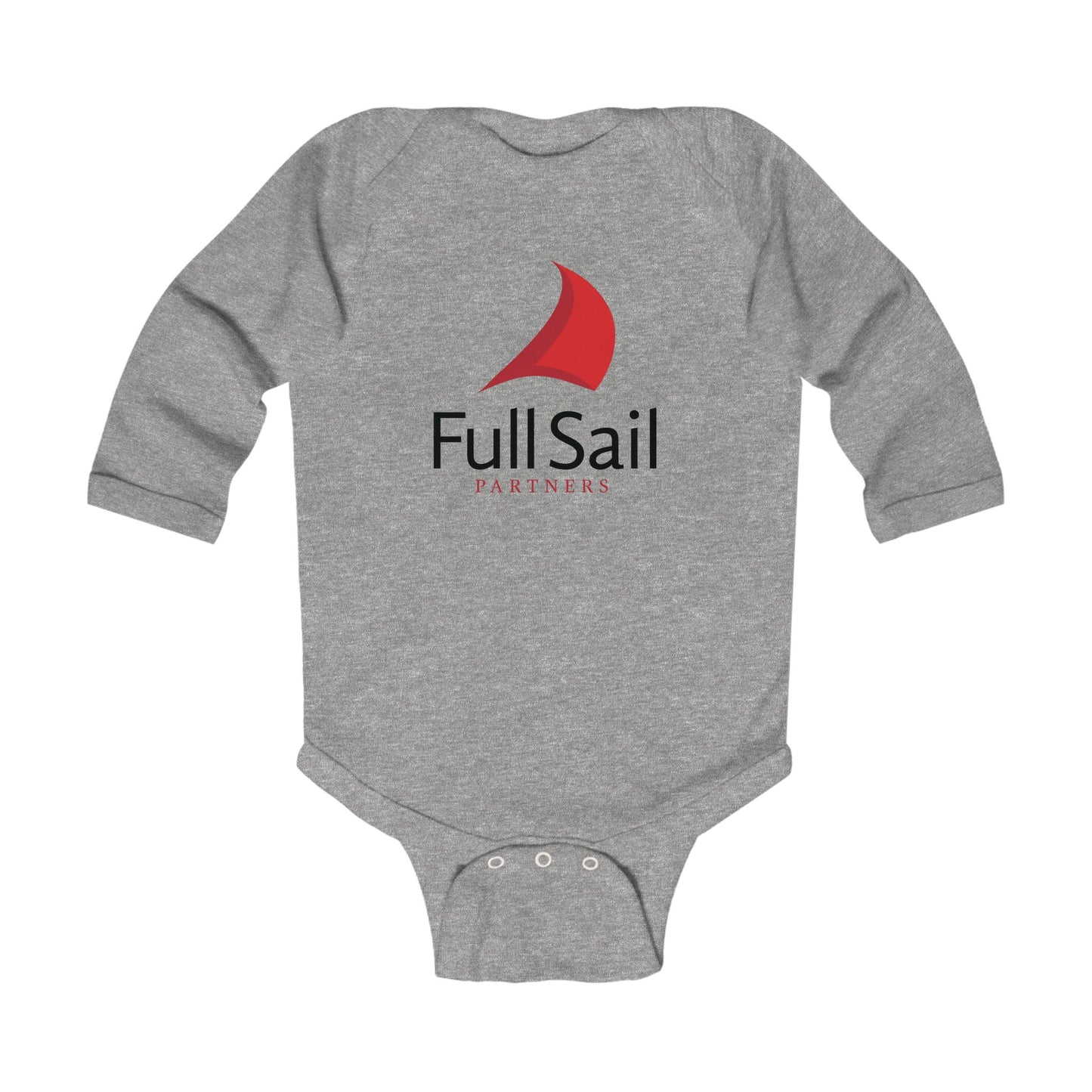 Infant Long Sleeve Bodysuit with Full Sail Partners Logo (white, grey)