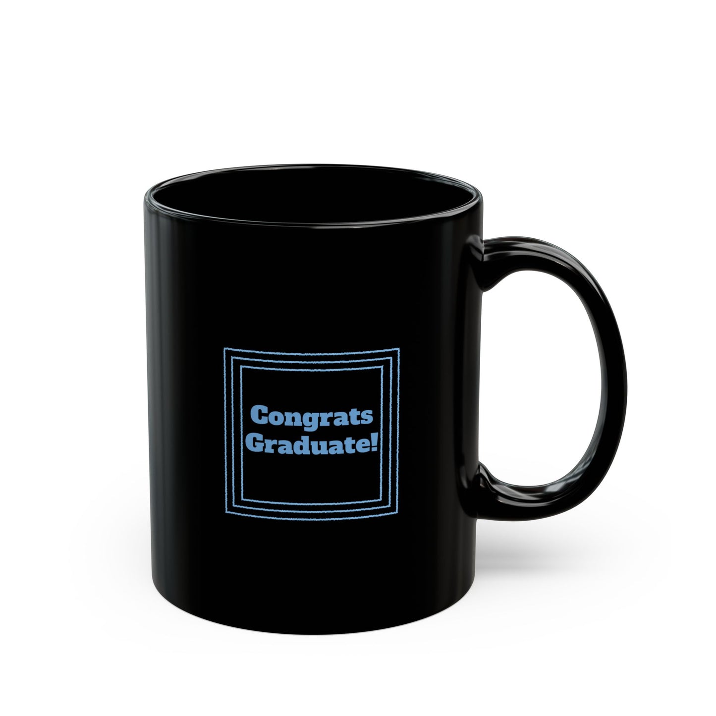 Congrats Graduate! (Lt blue) - Black Mug 11oz