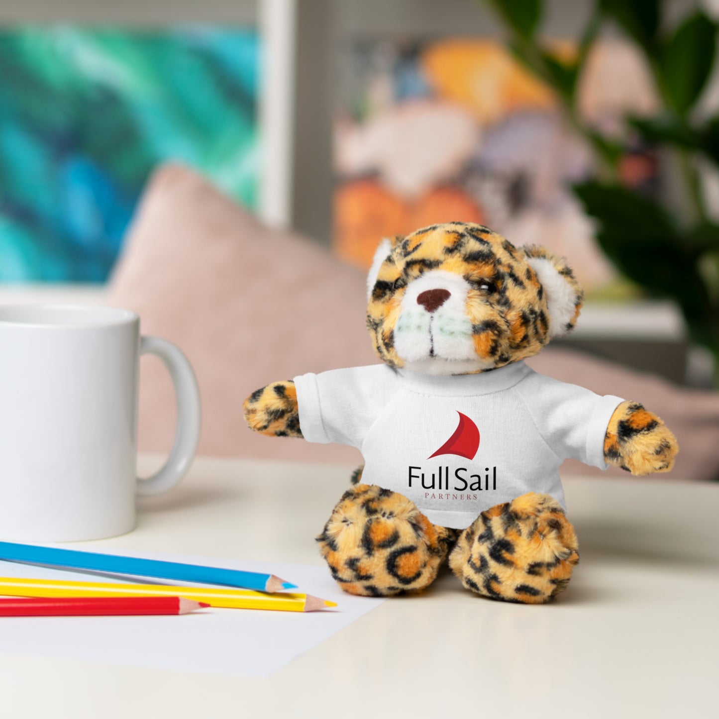 Stuffed Animals with Full Sail Partners Logo Tee (Lion, Bear, Bunny, Jaguar, Panda and Sheep)