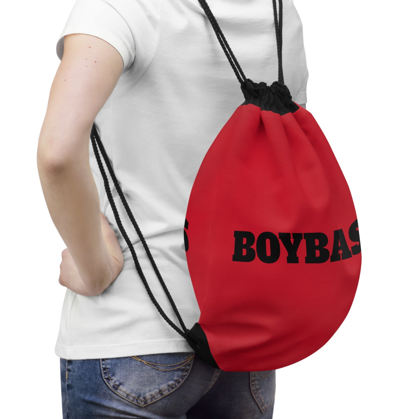 Drawstring Bag - BOYBAS (red bag with black logo)