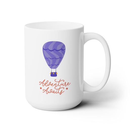 Adventure Awaits (purple hot air balloon) - Ceramic Mug 15oz