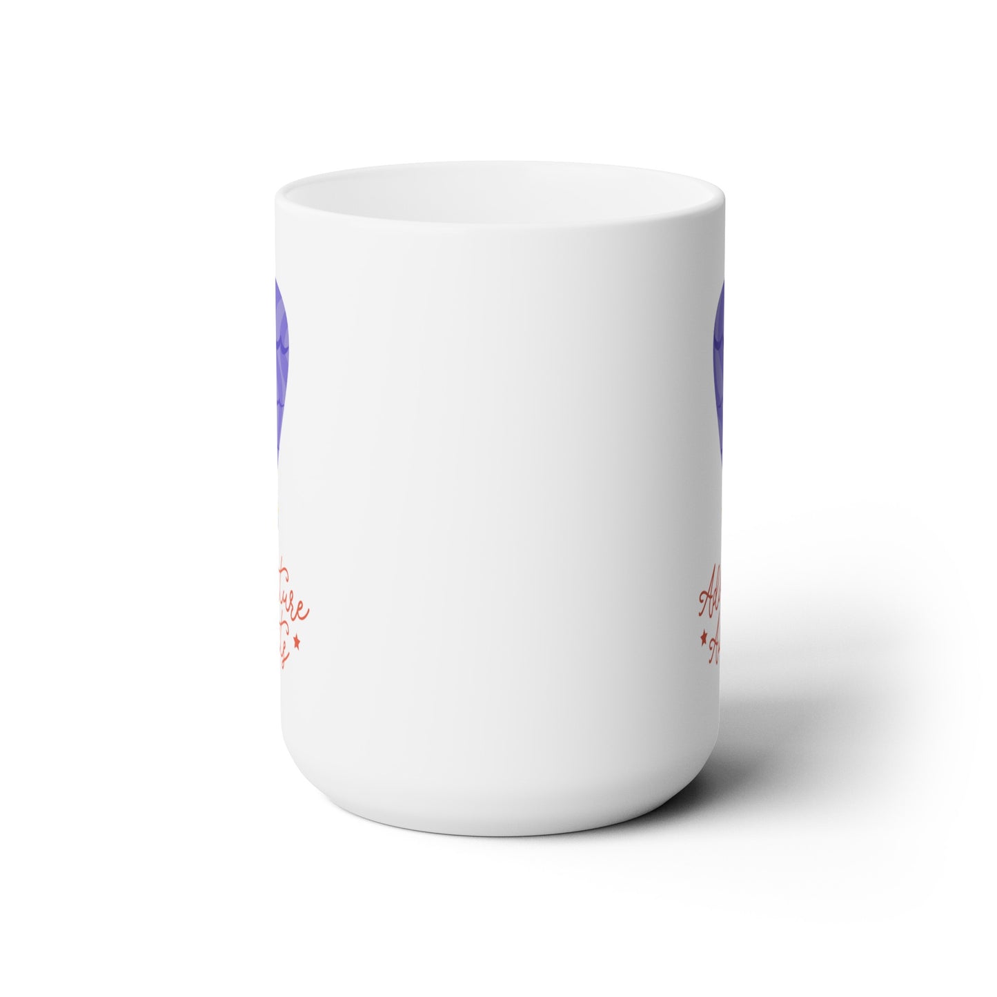 Adventure Awaits (purple hot air balloon) - Ceramic Mug 15oz