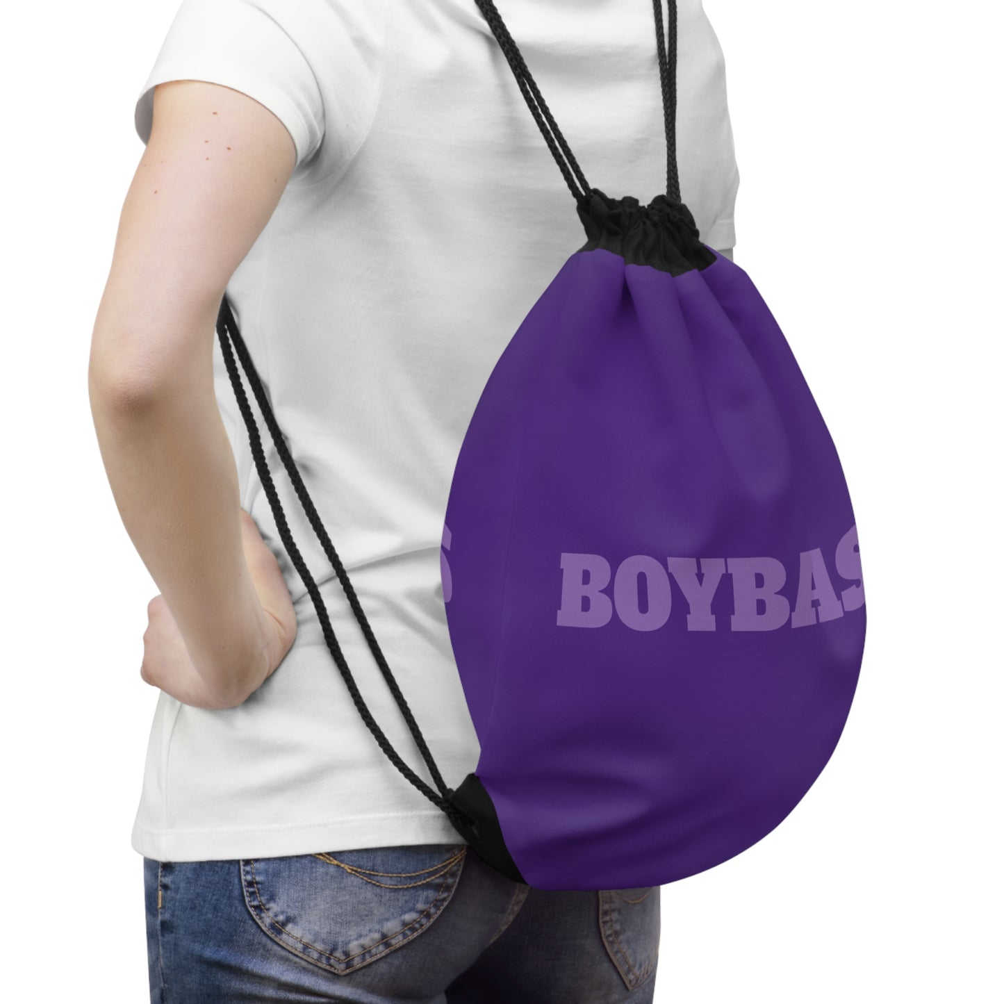 Drawstring Bag - BOYBAS (purple bag with light purple logo)