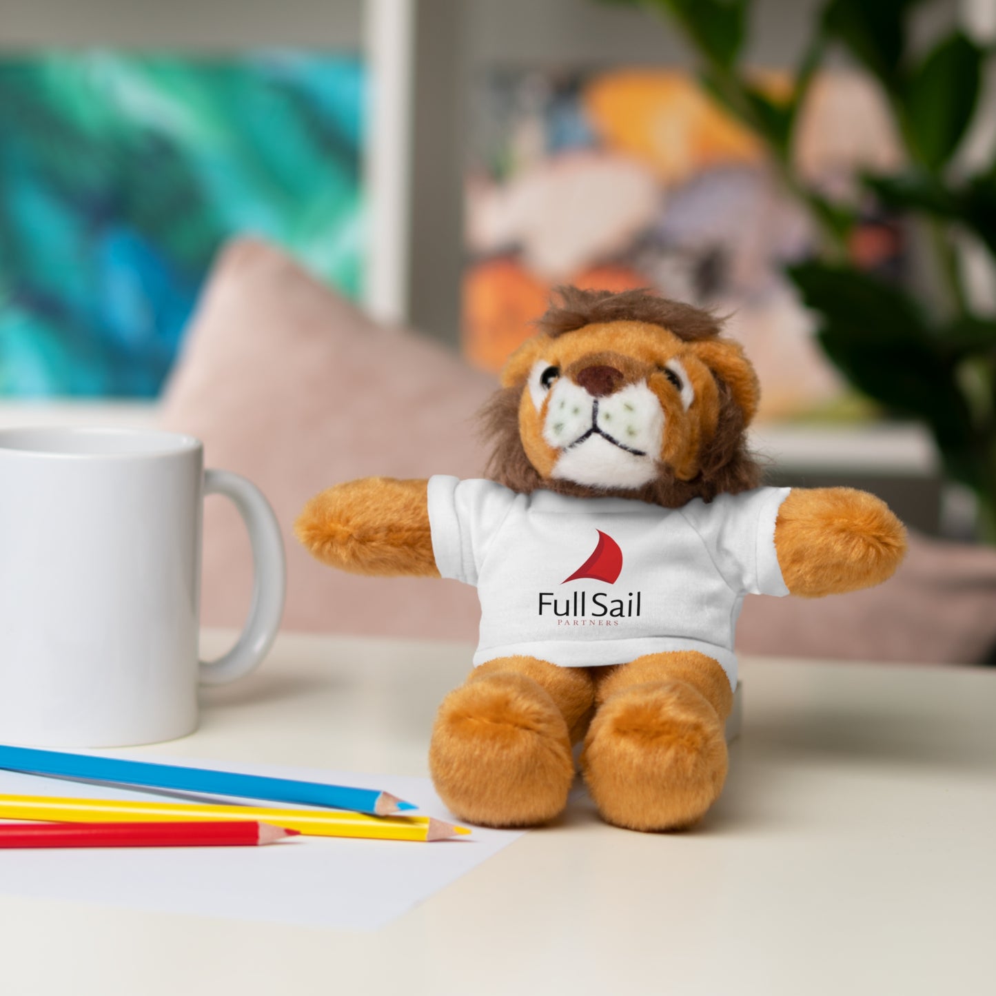 Stuffed Animals with Full Sail Partners Logo Tee (Lion, Bear, Bunny, Jaguar, Panda and Sheep)