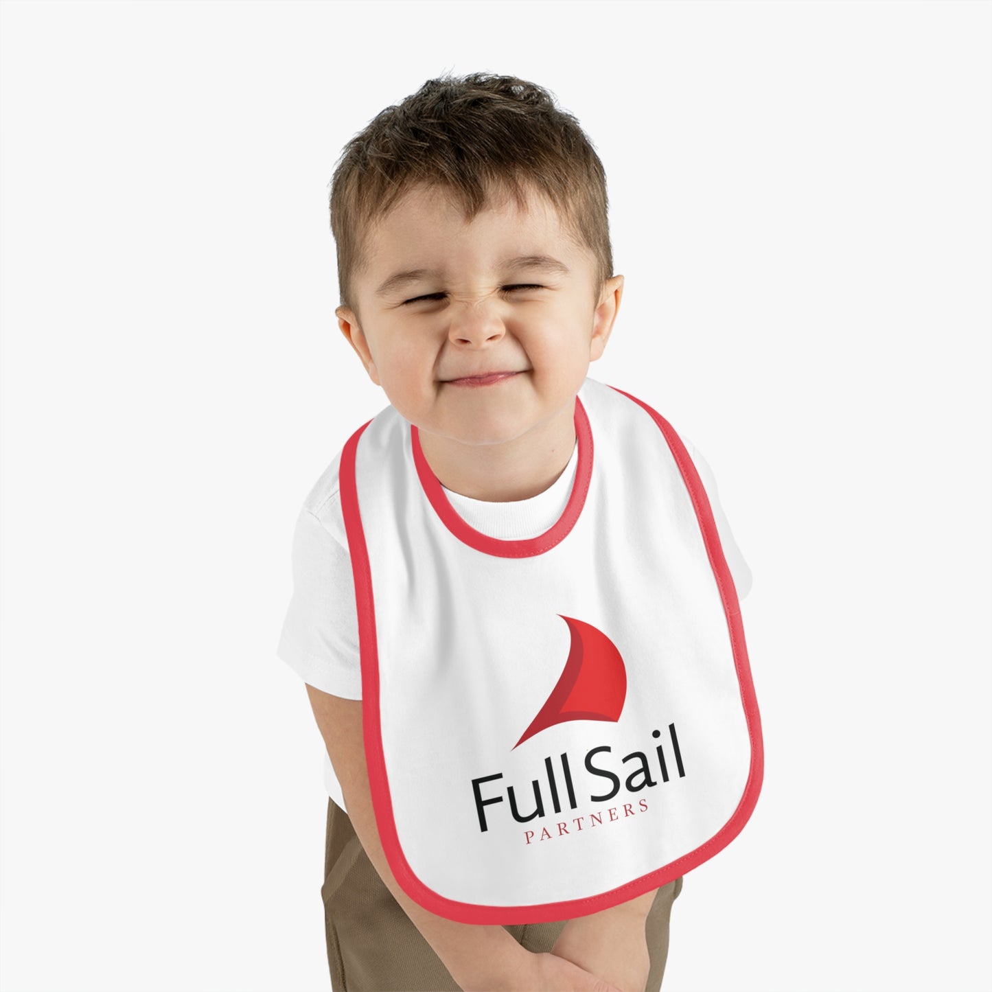 Baby Contrast Trim Jersey Bib with Full Sail Partners Logo (Trim: black, red)