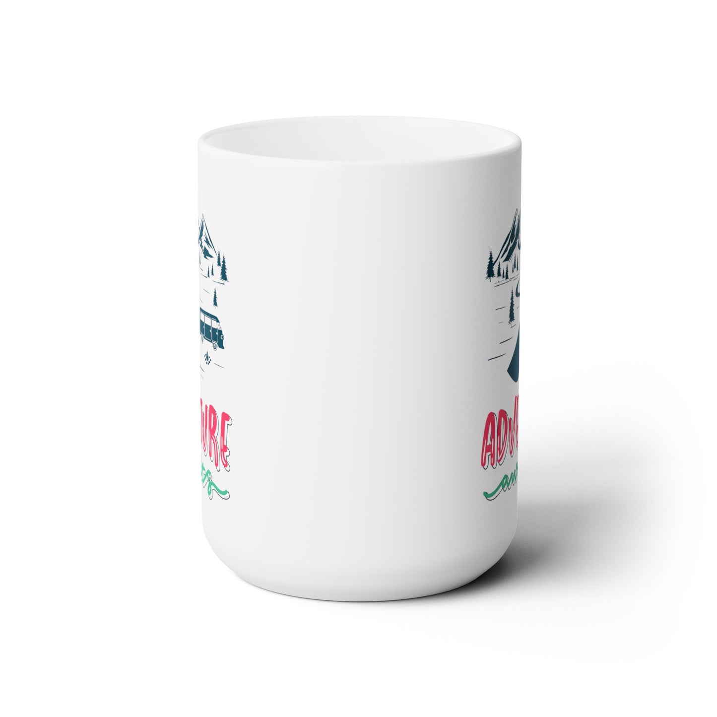 Adventure Awaits (blue/pink) - Ceramic Mug 15oz