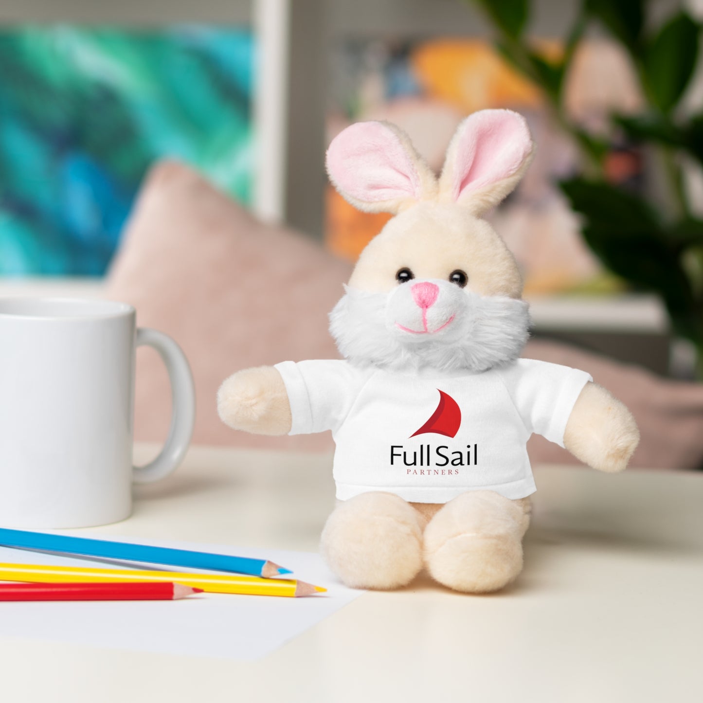 Stuffed Animals with Full Sail Partners Logo Tee (Lion, Bear, Bunny, Jaguar, Panda and Sheep)