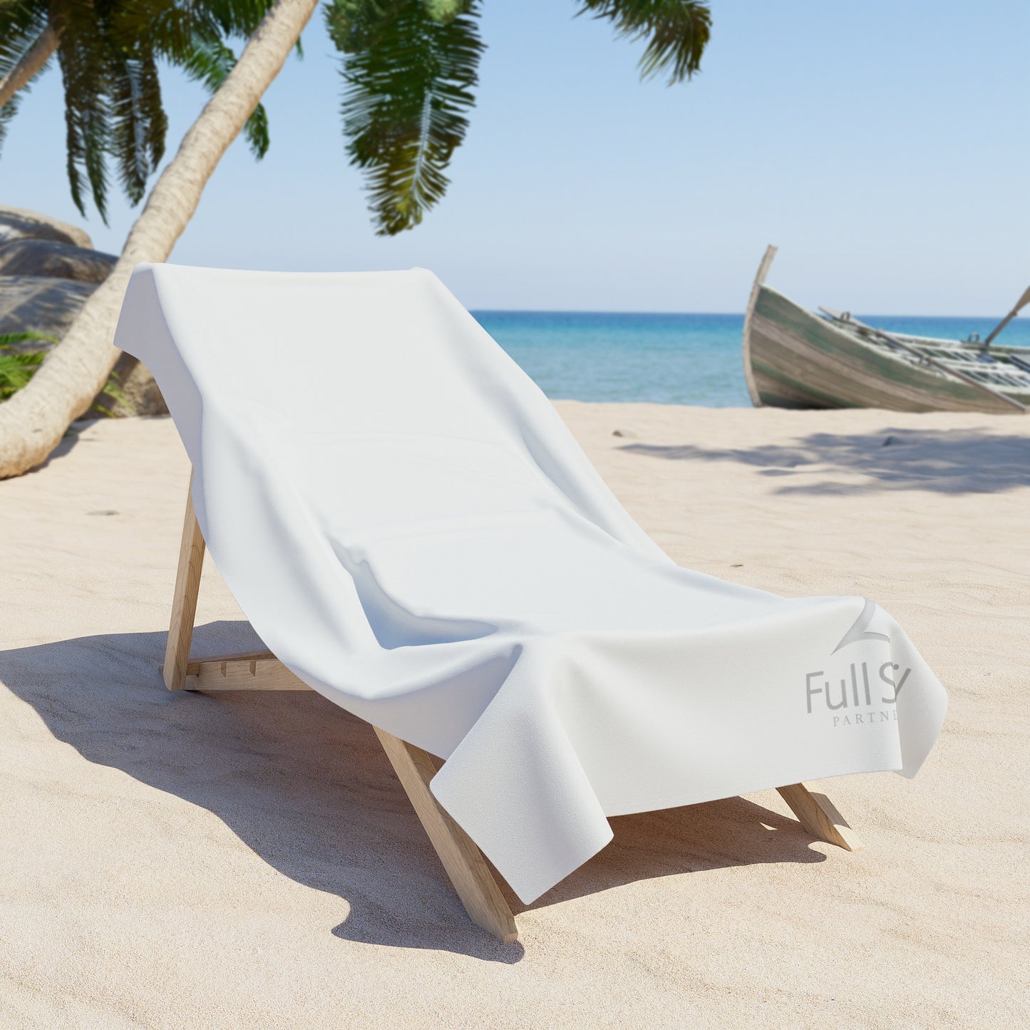 Full Sail Partners White/Grey Corner Logo Beach Towel (36"x72")