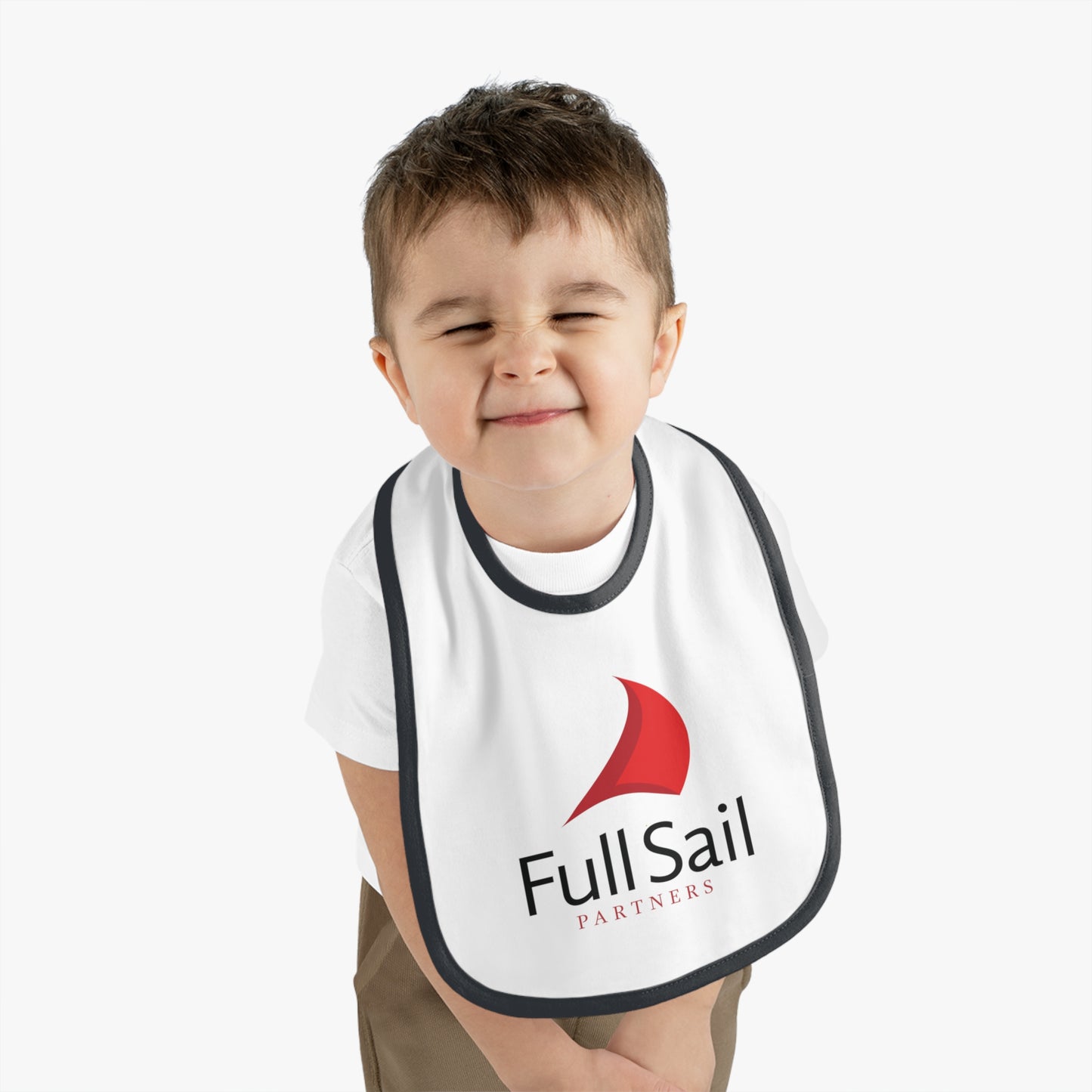Baby Contrast Trim Jersey Bib with Full Sail Partners Logo (Trim: black, red)